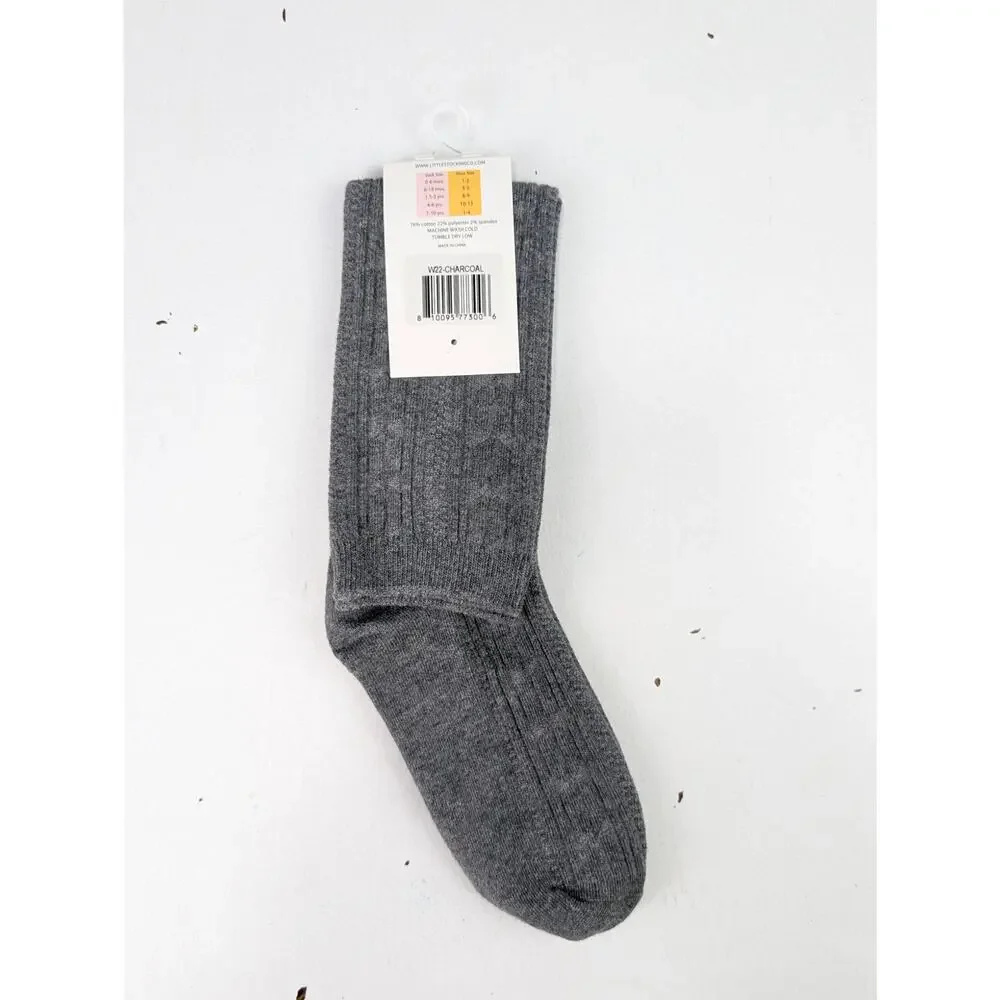 Little Stocking Girls 7-10Y Charcoal Cable Knee High Socks